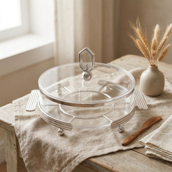 Acrylic & Metal Round Serving Platter Small